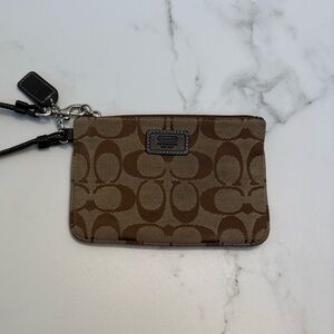 Classic Coach Brown Monogram Wristlet